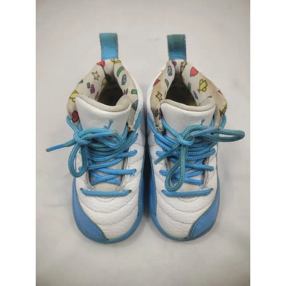 Jordan Retro 12 White/University Blue Emoji Toddler Size 7C Shoes DQ4367-114